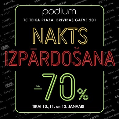 Ночная распродажа в Teika Plaza и kimko.lv. Скидки до -70%